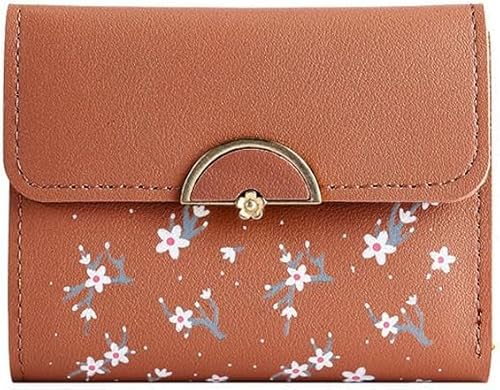 HSAJS Kompakte Blumenmuster Geldbörse Portemonnaie Mini Brieftasche Kartenetui Münzbeutel Damen Kleingeldbörse Kunstleder Geldtasche von HSAJS