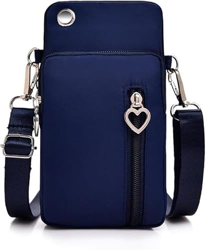 HSAJS Kompakte Handytasche Umhängetasche Schultertasche Damen Brieftasche Geldbörse Mini Crossbody Tasche Verstellbarer Schultergurt Herzanhänger von HSAJS