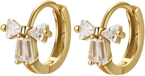 HSAJS Schleife Creolen Ohrringe Zirkonia Kristall Schmuck Damen Silber Huggie Klappbügel Elegant Klassisch von HSAJS