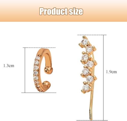 HSAJS Elegante Ohrstecker Set 2 Stück Zirkonia Ohrringe Für Damen Vergoldete Ohrklemmen Glitzernde Ohrschmuck Ohrstecker Und Ohrklemmen Set Schmuck Für Frauen Ohrschmuck Für Jeden Anlass von HSAJS