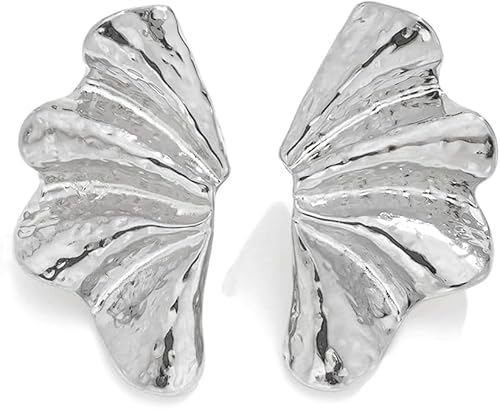 HSAJS Ohrringe Damen Große Gold Boho Statement Ohrringe Ginkgo Blatt Ohrstecker aus Metall Ohrstecker Übertrieben Hypoallergene Modeschmuck Aussage Ohrringe Für Frauen von HSAJS