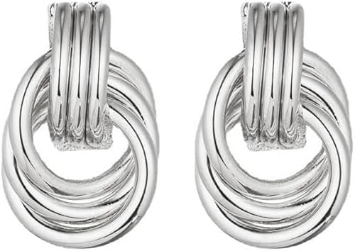 HSAJS Knoten Ohrringe Mehrschichtige Kreise Geometrische Ohrstecker Damen Schmuck Elegante Metallische Hänger Hochwertige Statement Accessoires von HSAJS