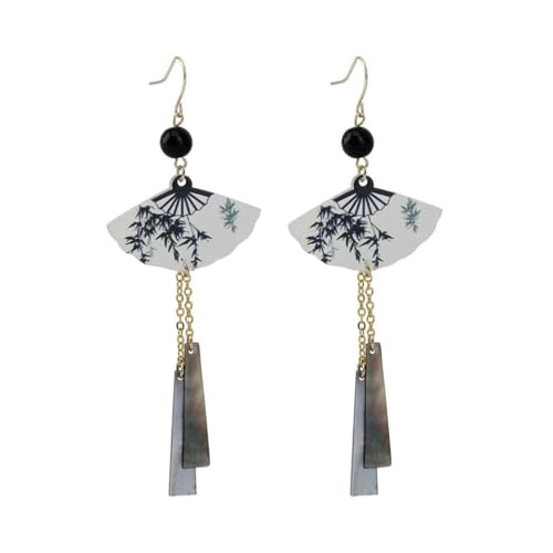 HSAJS Fächer Ohrringe für Damen Mädchen - Chinesischer Retrostil Tropfen Lange Anhänger - Modeschmuck Geschenke Zubehör für Valentinstag Geburtstag HSAJS Fächer Ohrringe für Damen Mädchen - Chinesischer Retrostil Tropfen Lange Anhänger - Modeschmuck Geschenke Zubehör für Valentinstag Geburtstag von HSAJS