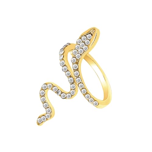 HSAJS Schlangen Ring für Damen Offene Bänder Ringe Verstellbarer Finger mit Funkelnder Zirkonia Hypoallergen Schlangenringe für Jubiläum Hochzeit Schmuck Geschenke für Frauen von HSAJS