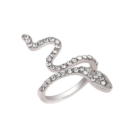 HSAJS Schlangenringe für Damen Offener Verstellbarer Statement Tiere Ring Gotisch Retro Party Ring Silber mit Zirkonia Schmuck Accessoires für Frauen Mädchen von HSAJS