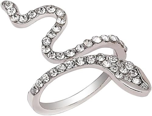 HSAJS Schlangenring Wickeldesign Kristall Besetzt Damenring Schmuckstück Statement Accessoire Fingerring Schimmernd Metall Elegant von HSAJS