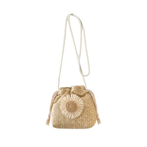 HSAJS Stroh Crossbody Tasche Damen Strohtasche Umhängetasche Vintage Strandtasche Sonnenblume Geldbörse Basttasche für Sommer Strand Urlaub von HSAJS