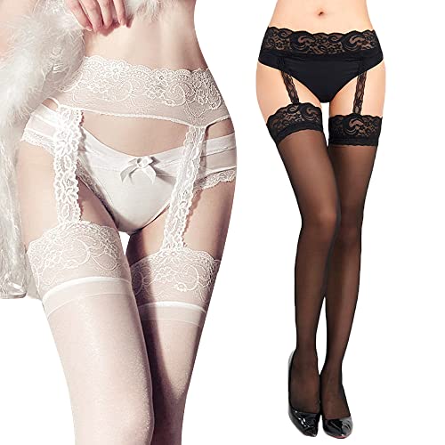 HSAJS Strumpfhosen Damen Strapsstrümpfe mit Spitzenband Overknee Strümpfe Halterlose Netzstrumpfhose Thigh Highs Nylonstrümpfe Transparente Strapsstrumpfhose Rutschfest Elastisch HSAJS Strumpfhosen Damen Strapsstrümpfe mit Spitzenband Overknee Strümpfe Halterlose Netzstrumpfhose Thigh Highs Nylonstrümpfe Transparente Strapsstrumpfhose Rutschfest Elastisch von HSAJS