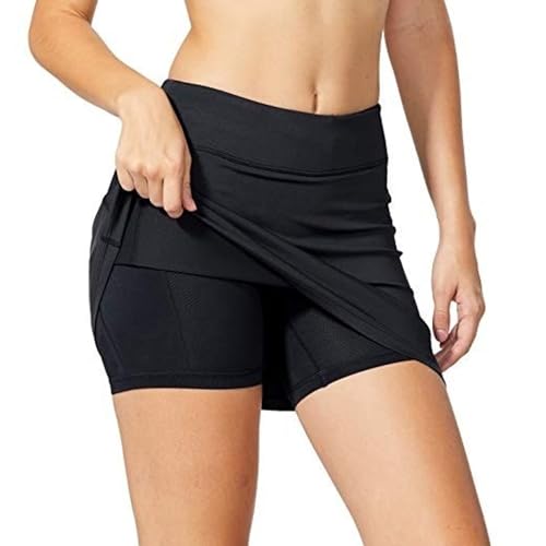 HSAJS Tennis Rock Damen Hosenrock Sportrock Skort Atmungsaktiv mit Taschen Tennisrock Kurz Skirt Röcke für Sport Fitness Laufen Jogging Alltag Freizeit von HSAJS