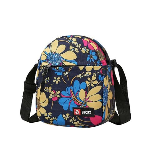 HSAJS Umhängetasche Damen Bedruckte Nylon Crossbody Bag Multi Pocket Messengertasche Verstellbarem Breitem Kleine Geldbörse Handtasche, Reisetasche für Reise Sport & Freizeit (Blaue Blumen) von HSAJS