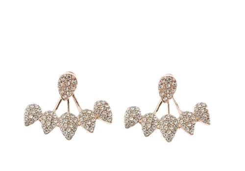 HSAJS Elegante Blatt Ohrstecker Jackets Kristall Schmuck Ohrringe Damen Rosegold Glänzend Strasssteine Edel Accessoires von HSAJS