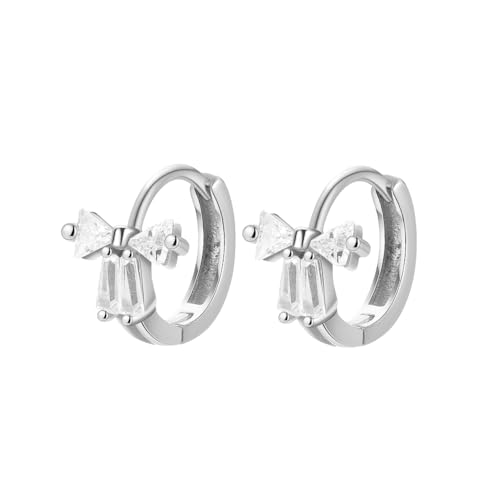 Ohrringe Creolen Schleifen Ohrstecker Gold Silber Kristall für Damen Bow Earrings Huggie Hypoallergen Ohrringe Ohrstecker Stud Earrings für Frauen Mädchen von HSAJS