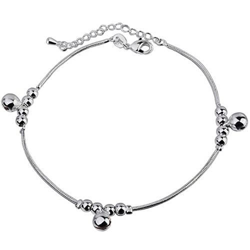 HSAtc Fußkettchen Dame Fußkettchen Silber 925 Frauen Armbänder Schmuck Ball Design Mädchen Armreifen für Party Geburtstag Geschenk Fußkettchen von HSAtc