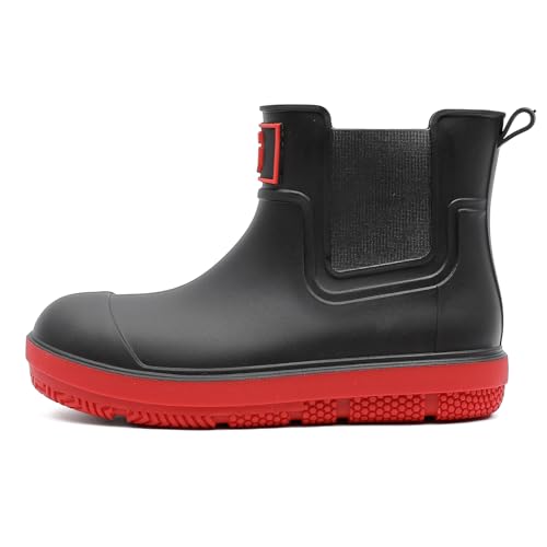 HSBDNZQ Deck Regenstiefel Herren Damen Kurz Wasserdicht Gummistiefel Anti-Rutsch Leichte Wasserschuhe Unisex Original Chelsea Gartenstiefel Langlebige Angelstiefel Outdoor Schlamm Arbeitsschuhe von HSBDNZQ