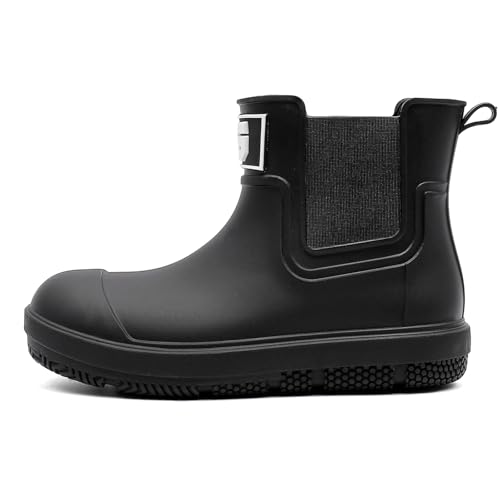 HSBDNZQ Deck Regenstiefel Herren Damen Kurz Wasserdicht Gummistiefel Anti-Rutsch Leichte Wasserschuhe Unisex Original Chelsea Gartenstiefel Langlebige Angelstiefel Outdoor Schlamm Arbeitsschuhe von HSBDNZQ