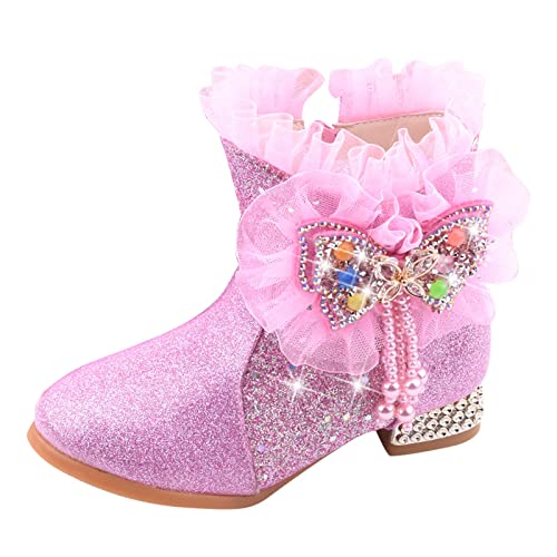 HSD Kleinkind Mädchen Booties Kleinkind Schuhe Kurze Stiefel Mädchen Stiefeletten Baumwollschuhe Prinzessin Schuhe Winterstiefel Jungen 30 Wasserdicht (Pink, 29.5 Little Child) von HSD