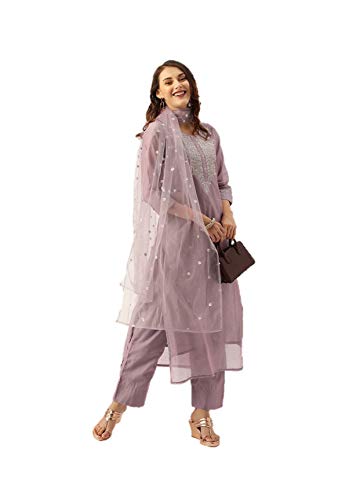 HSD Kurti-Set für Damen mit Dupatta Partykleidung indischer Stil Kurta-Set für Damen, Mauve-1, X-Large von HSD