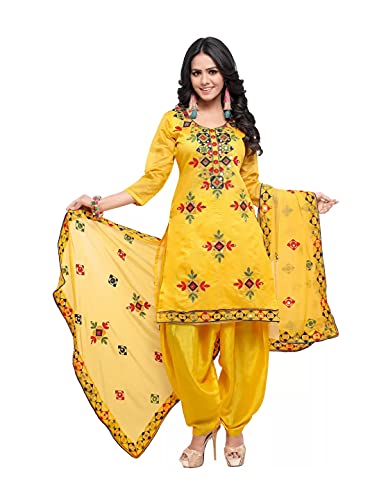 HSD Salwar Kameez Anzug für Damen, gebrauchsfertig, Übergröße, Patiala, Salwar, Anzüge, indisches Kleid für Damen, gelb, X-Large von HSD