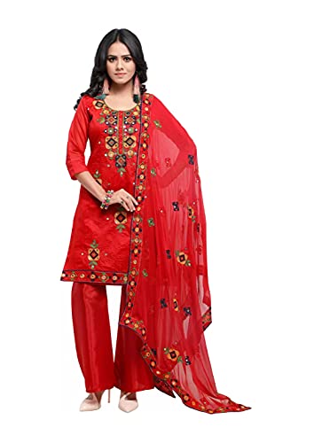 HSD Salwar Kameez Anzug für Damen, gebrauchsfertig, Übergröße, Patiala, Salwar, Anzüge, indisches Kleid für Damen, rot, XXXXL von HSD