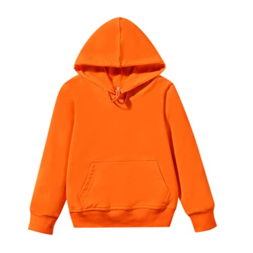 Jungen und Mädchen Basic Kids Hoody Kapuzenpullover,Sweatshirt mit Kapuze und Langen Ärmeln (Orange #2, 7-9 Years) von HSD