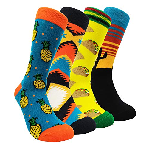 HSELL Herren bunte kleid-socken funky - bunte muster modisch fun mannschaft socken aus baumwolle One Size Cactus 4 Pack von HSELL