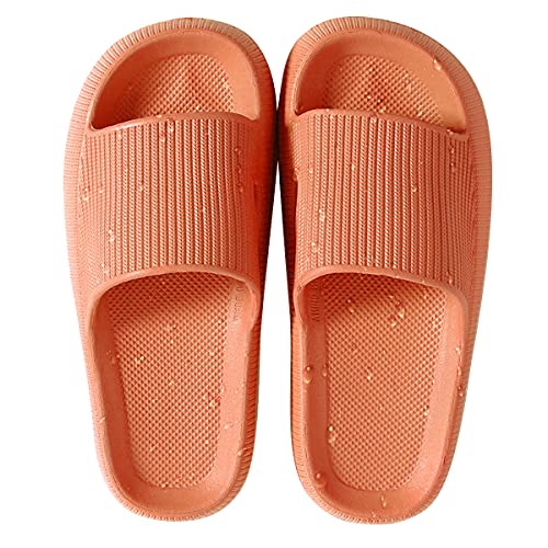 HSHAPAY Hausschuhe für Damen und Herren, Strandrutschen, rutschfest, leicht, offener Zehenbereich, Duschschuhe, schnell trocknend, extra dicke Sandalen, Orange, 39/39.5 EU von HSHAPAY