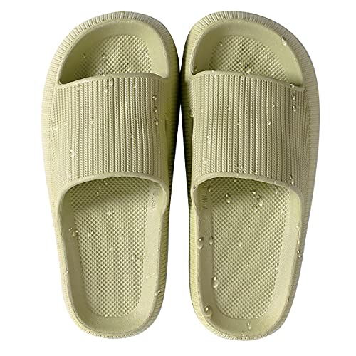 HSHAPAY Hausschuhe für Damen und Herren, Strandrutschen, rutschfest, leicht, offener Zehenbereich, Duschschuhe, schnell trocknend, extra dicke Sandalen, grün, 36/36.5 EU von HSHAPAY