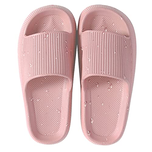 HSHAPAY Hausschuhe für Damen und Herren, Strandrutschen, rutschfest, leicht, offener Zehenbereich, Duschschuhe, schnell trocknend, extra dicke Sandalen, rose, 36/36.5 EU von HSHAPAY