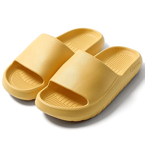 HSHAPAY Unisex Badeschuhe Damen Slides Sandalen Hausschuhe Herren Sommer Garten Badelatschen Rutschfest Plattform Badeschlappen Slippers Sommer Slide Indoor/Outdoor (36/37, Gelb, numeric_36) von HSHAPAY