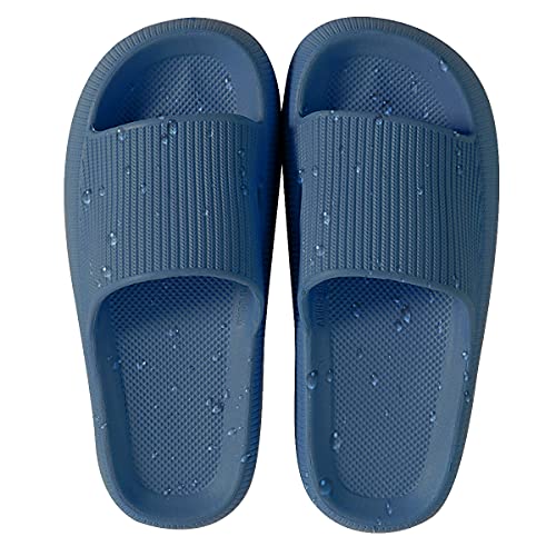 HSHAPAY Unisex Badeschuhe Damen Slides Sandalen Hausschuhe Herren Sommer Garten Badelatschen Rutschfest Plattform Badeschlappen Slippers Slide Indoor/Outdoor (36/37, Dunkelblau, numeric_36) von HSHAPAY