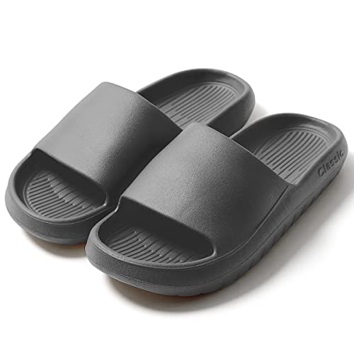 HSHAPAY Unisex Badeschuhe Damen Slides Sandalen Hausschuhe Herren Sommer Garten Badelatschen Rutschfest Plattform Badeschlappen Slippers Slide Indoor/Outdoor (42/43, Schwarz 2, numeric_42) von HSHAPAY