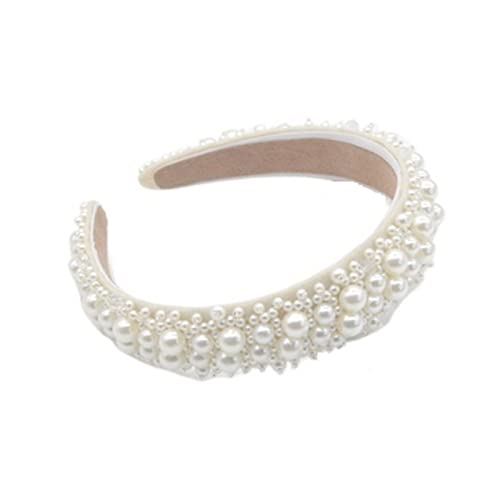 TRUSTTWO Barock Frauen Haarschmuck Perlen Perlen Stirnbänder Hochwertige Vollperle Gepolsterte Haarband Braut Hochzeit Stirnbänder The New(4) von HSHSWA