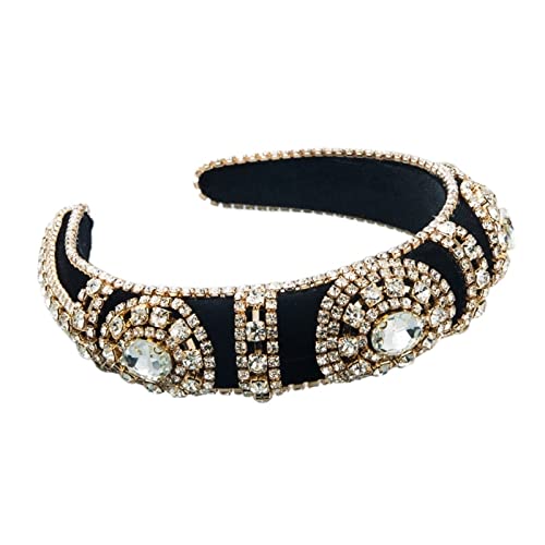 TRUSTTWO Goldenes Samt-Strass-Stirnband Breiter Rand Schwamm-Haarschmuck-Stirnband Luxus-Persönlichkeits-Farben-Haarbänder The New(Silver Plated) von HSHSWA