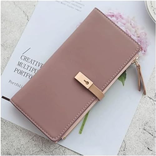 HSHTTKL Portemonnaie Damen-Geldbörse, Leder-Geldbörse, Tagesgeschenk, großes Fassungsvermögen, Langer Stil, Münze, Elegante Geldbörse, Clutch, Reißverschlusstasche, Neujahrsgeschenk Kompakt von HSHTTKL