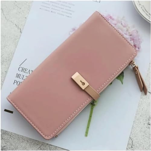 HSHTTKL Portemonnaie Damen-Geldbörse, Leder-Geldbörse, Tagesgeschenk, großes Fassungsvermögen, Langer Stil, Münze, Elegante Geldbörse, Clutch, Reißverschlusstasche, Neujahrsgeschenk Kompakt von HSHTTKL