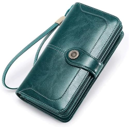 HSHTTKL Portemonnaie Damen-Geldbörse aus Leder, Kreditkarte, Retro-Geldbörse, großes Fassungsvermögen, Schnalle, Geldbörse, Clutch, modisches Münzfach, Gedenktagsgeschenk Kompakt von HSHTTKL