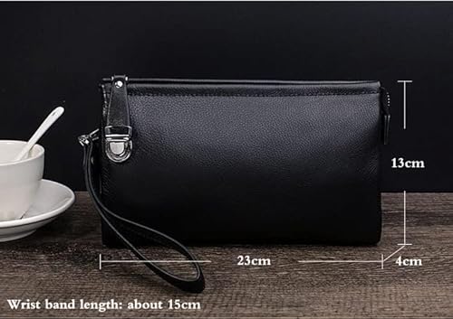 HSHTTKL Portemonnaie Herren-Geldbörse, Leder-Geldbörsen, Geschenk für Herren, Geldscheinklammer mit Münzfach, Telefon, Reisepass, Klassische, langlebige Clutch mit Reißverschluss Kompakt von HSHTTKL