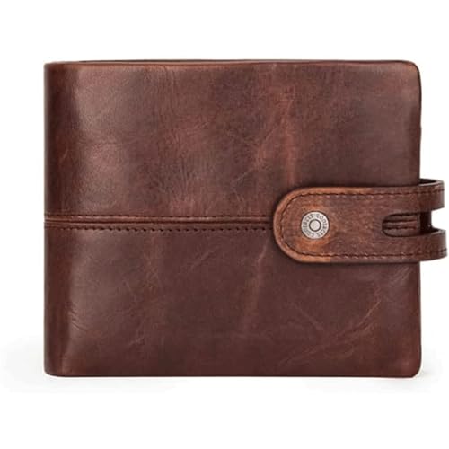 HSHTTKL Portemonnaie Herren-Geldbörse aus Leder, braun, lässig, Kurze Geldbörse, Clutch, großes Fassungsvermögen, dünnes Design, Multi-Kartenhalter, Münzgeldbörse für Männer und Jungen Kompakt von HSHTTKL