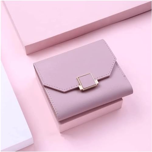 HSHTTKL Portemonnaie Leder-Geldbörse für Damen, kurz, großes Fassungsvermögen, Clutch, faltbar, Münzgeldbörse, Schlüsselanhänger, kleine Kartenfächer, Münzfach Kompakt von HSHTTKL