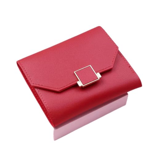 HSHTTKL Portemonnaie Leder-Geldbörse für Damen, kurz, großes Fassungsvermögen, Clutch, faltbar, Münzgeldbörse, Schlüsselanhänger, kleine Kartenfächer, Münzfach Kompakt von HSHTTKL