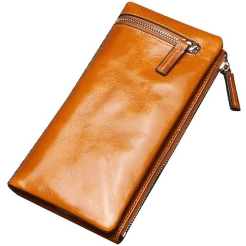 HSHTTKL Portemonnaie VGroße Kapazitätsbrieftasche mit Mehreren Kartenfächern, Reißverschlussfach, Klassische Geldbörsen, Elegante Lange Damen-Münzfach-Retro-Geldbörsen Kompakt von HSHTTKL