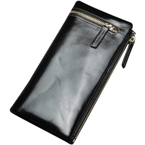 HSHTTKL Portemonnaie VGroße Kapazitätsbrieftasche mit Mehreren Kartenfächern, Reißverschlussfach, Klassische Geldbörsen, Elegante Lange Damen-Münzfach-Retro-Geldbörsen Kompakt von HSHTTKL