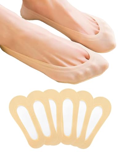 HSIXHAF 6 Paar Füßlinge Damen Ballerina Socken Damen Baumwolle Nylon Socken Mit Rutschfest Silikon Füsslinge Damen 35-39 Füsslinge Sneaker Ballerina Socken Füßlinge Für Damen Unsichtbare Sportsocken von HSIXHAF
