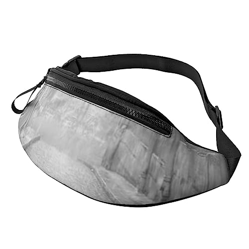 HSJFS Modische Hüfttasche mit Eis- und Waffelmuster, verstellbare Hüfttasche, lässige Brusttasche, Regenschirm Eiffelturm Paris Street Rot, Einheitsgröße von HSJFS