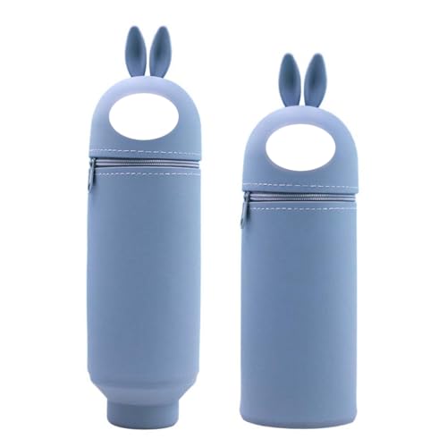 HSKRKOW Niedlich 2-in-1 mäppchen mädchen federmäppchen mädchen Federmäppchen aus Silikon Multifunktionales Wasserdichtes Mäppchen Für labubu Kinder Legami（Grau） von HSKRKOW