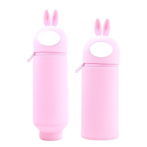 HSKRKOW Niedlich 2-in-1 mäppchen mädchen federmäppchen mädchen Federmäppchen aus Silikon Multifunktionales Wasserdichtes Mäppchen Kinder（Rosa） von HSKRKOW