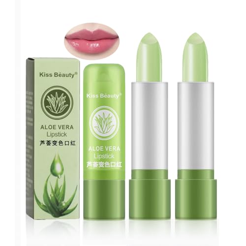2 Stück Aloe Lippenbalsam Aloe Vera Temperatur Lippenstift, Magischer Temperatur Farbwechsel lip balm, feuchtigkeitsspendender Feuchtigkeitsspendendes Lippenpflege Aloe Vera Lipstick 2 Stück Aloe Lippenbalsam Aloe Vera Temperatur Lippenstift, Magischer Temperatur Farbwechsel lip balm, feuchtigkeitsspendender Feuchtigkeitsspendendes Lippenpflege Aloe Vera Lipstick von HSLFUAI