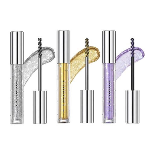 3-teiliges Mascara für Wimpern, bunte Wimperntusche in Diamant-Glitzerfarbe, glänzende, funkelnde, wasserfeste, lang anhaltende, wischfeste Wimperntusche, für den Einsatz auf der Partybühne 3-teiliges Mascara für Wimpern, bunte Wimperntusche in Diamant-Glitzerfarbe, glänzende, funkelnde, wasserfeste, lang anhaltende, wischfeste Wimperntusche, für den Einsatz auf der Partybühne von HSLFUAI