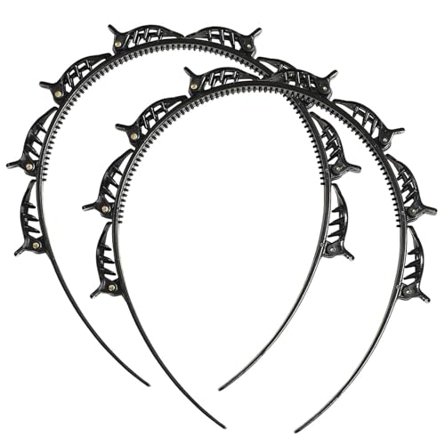 2 Stück Haarreif mit Klammern, Hair Twister Clip Haarreifen, Double Bangs Hairstyle Hairpin, Aushöhlen Twist Braid Headband, Haarnadeln Friseurbedarf, Haarband mit Clips von HSLPSM