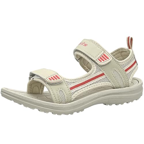 HSNA Kinder Sandalen Mädchen Strandschuhe Peeptoe Bequem Sommerschuhe, Beige 36 EU von HSNA